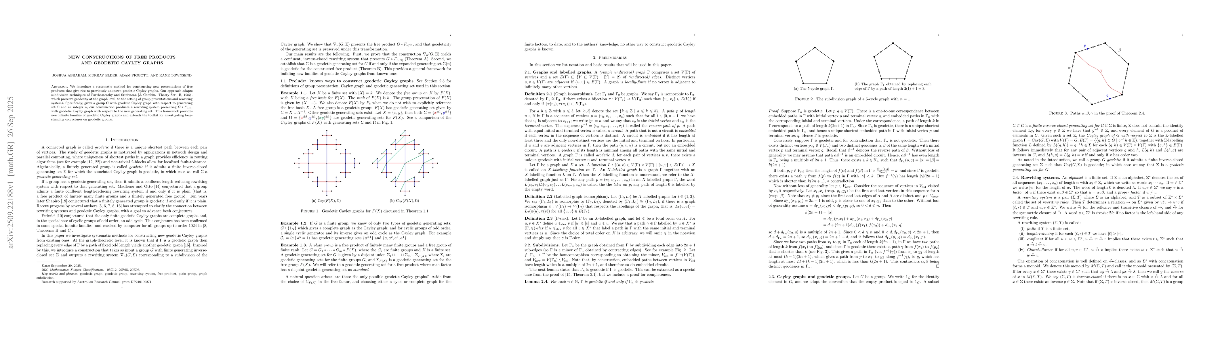Thumbnail for New constructions of free products and geodetic Cayley graphs