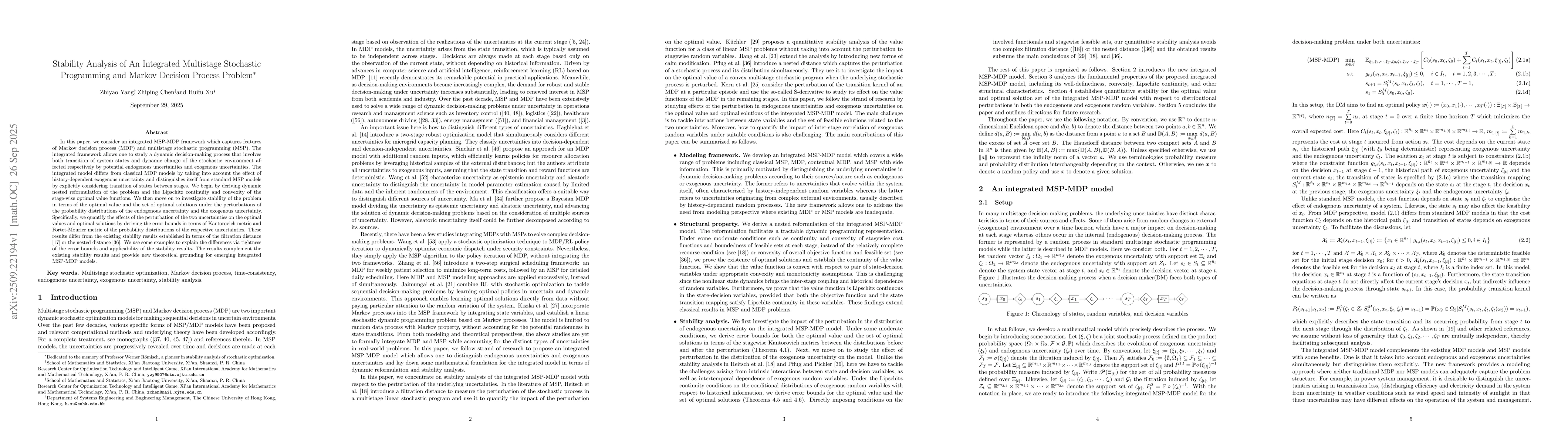 Thumbnail for Stability Analysis of An Integrated Multistage Stochastic Programming
  and Markov Decision Process Problem