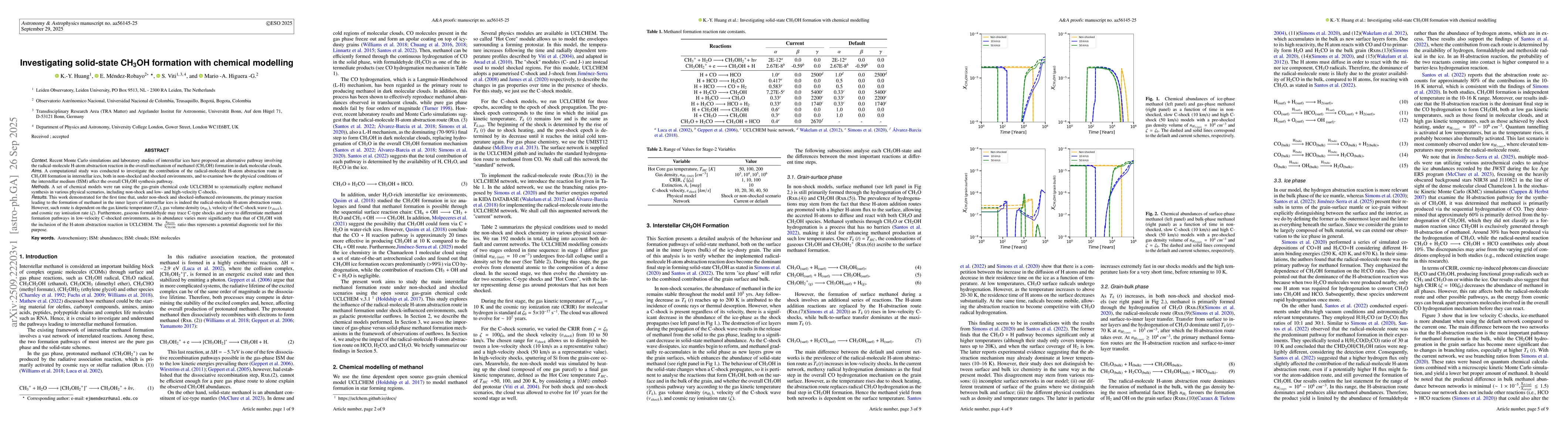 Thumbnail for Investigating solid-state CH3OH formation with chemical modelling