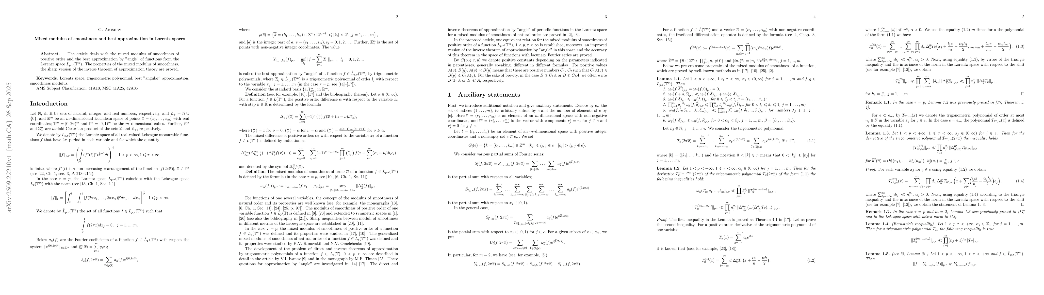 Thumbnail for Mixed modulus of smoothness and best approximation in Lorentz spaces