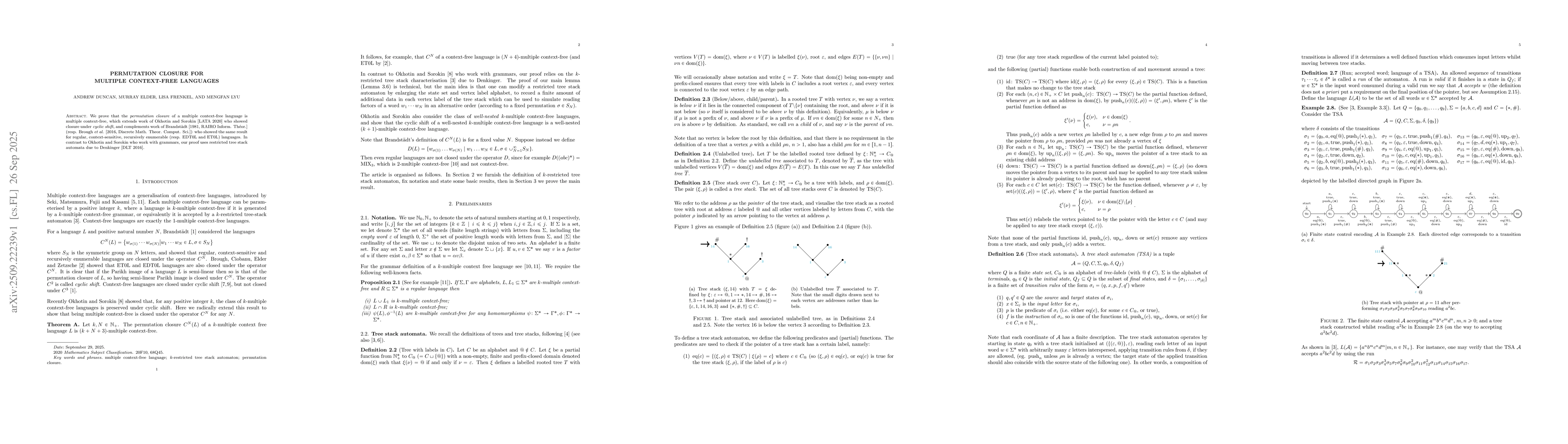 Thumbnail for Permutation closure for multiple context-free languages