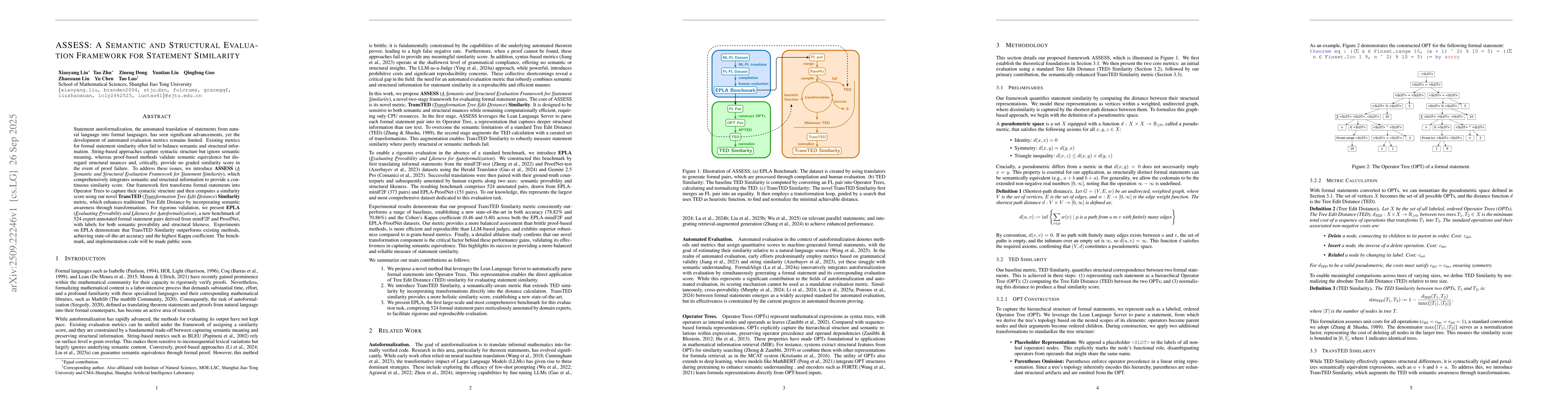Thumbnail for ASSESS: A Semantic and Structural Evaluation Framework for Statement
  Similarity
