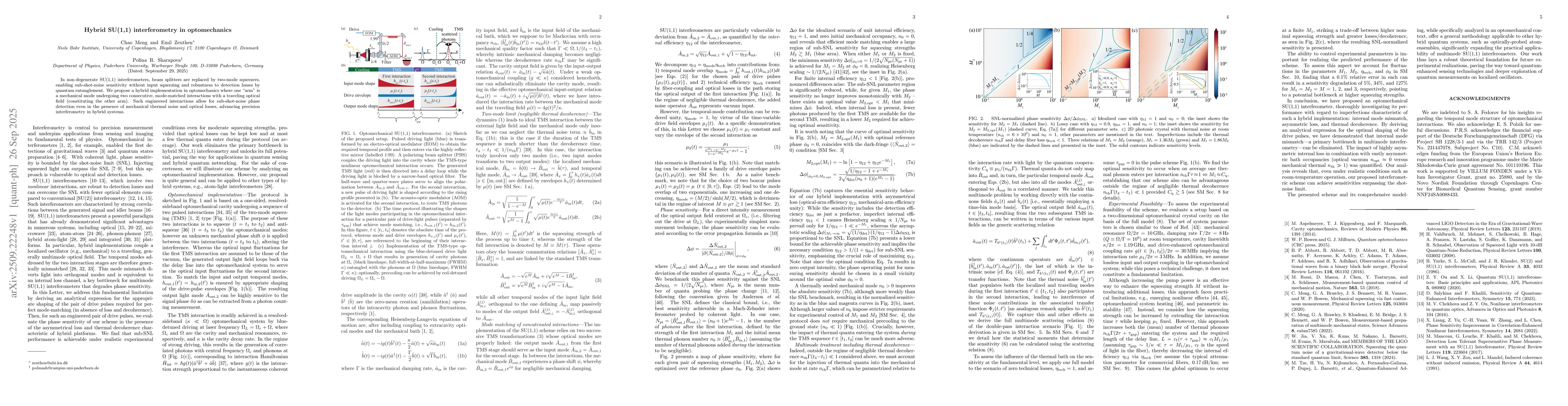 Thumbnail for Hybrid SU(1,1) interferometry in optomechanics