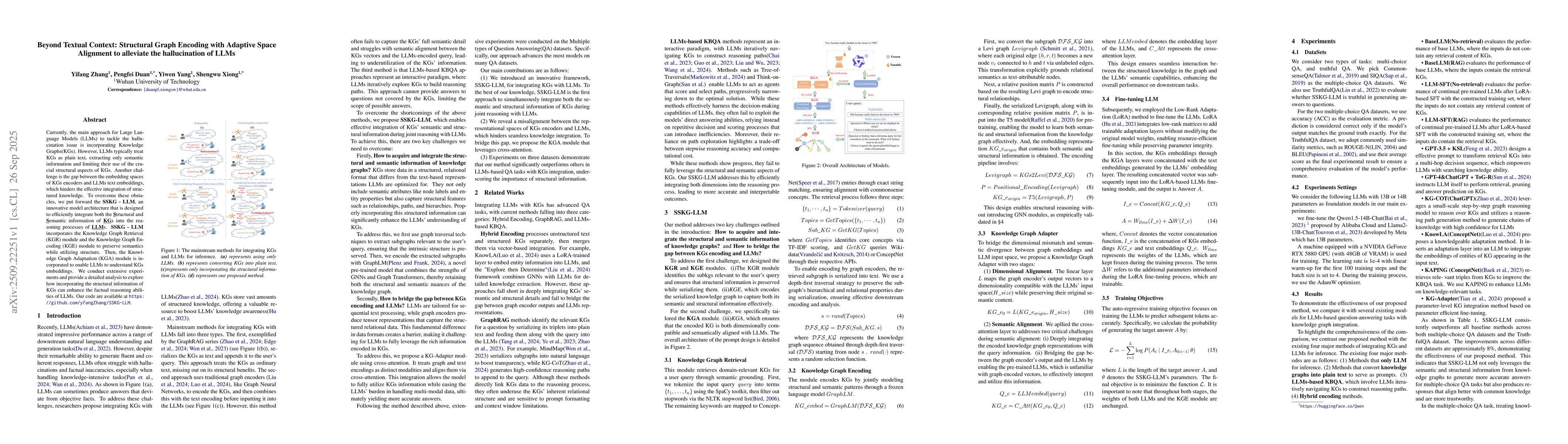 Thumbnail for Beyond Textual Context: Structural Graph Encoding with Adaptive Space
  Alignment to alleviate the hallucination of LLMs