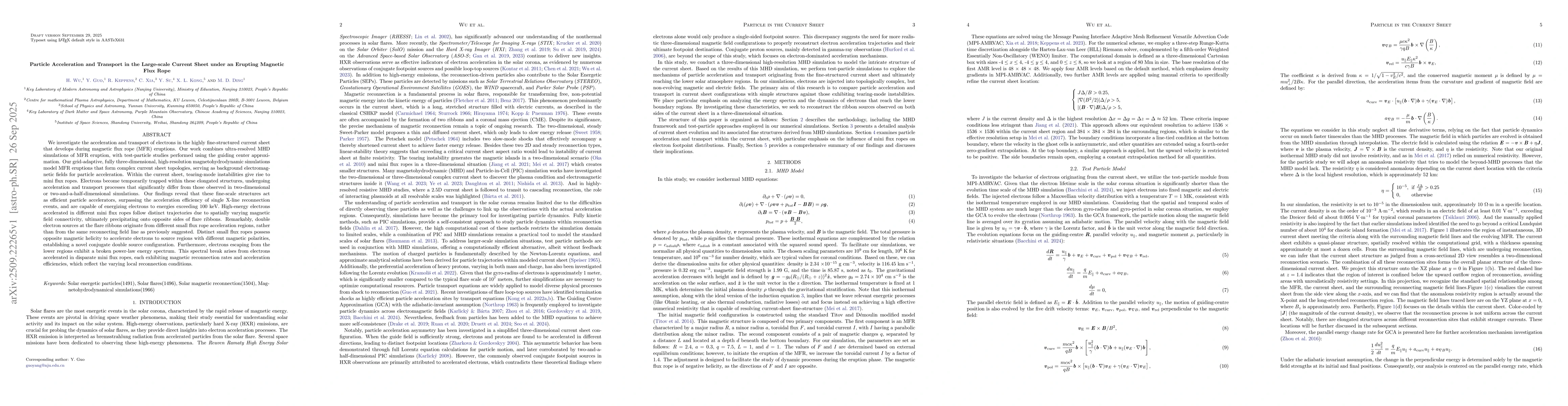 Thumbnail for Particle Acceleration and Transport in the Large-scale Current Sheet
  under an Erupting Magnetic Flux Rope
