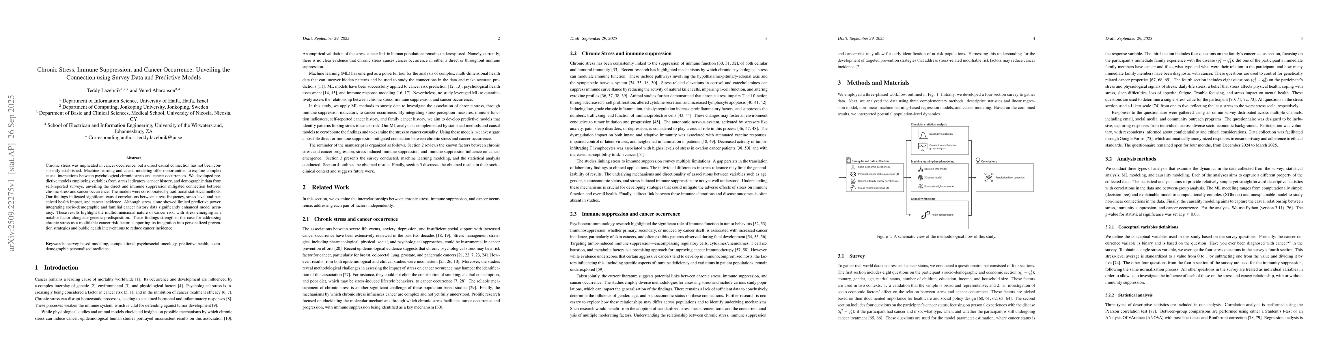 Thumbnail for Chronic Stress, Immune Suppression, and Cancer Occurrence: Unveiling the
  Connection using Survey Data and Predictive Models