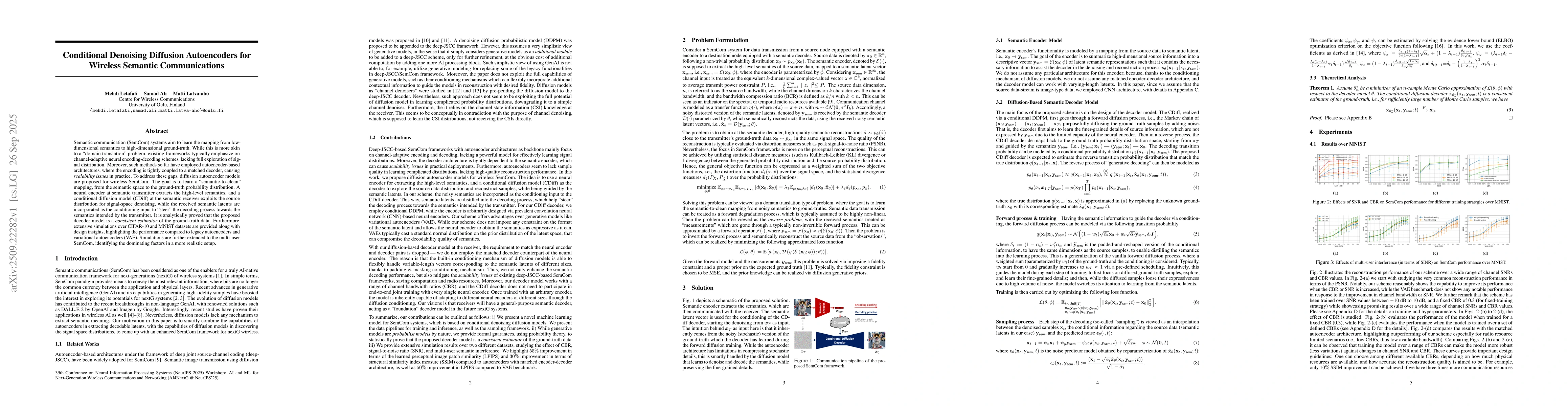 Thumbnail for Conditional Denoising Diffusion Autoencoders for Wireless Semantic
  Communications