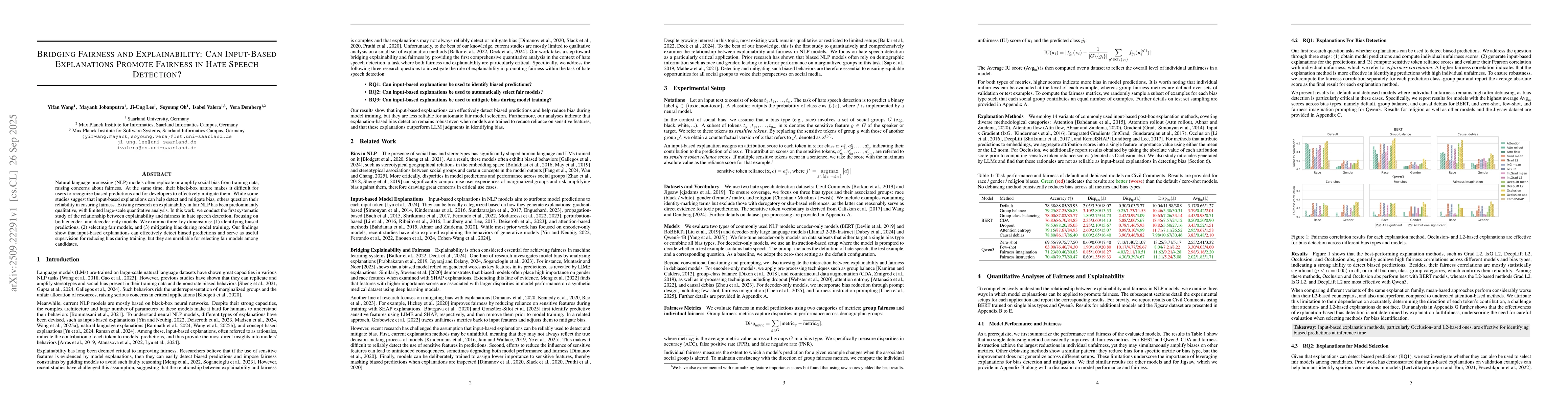 Thumbnail for Bridging Fairness and Explainability: Can Input-Based Explanations
  Promote Fairness in Hate Speech Detection?