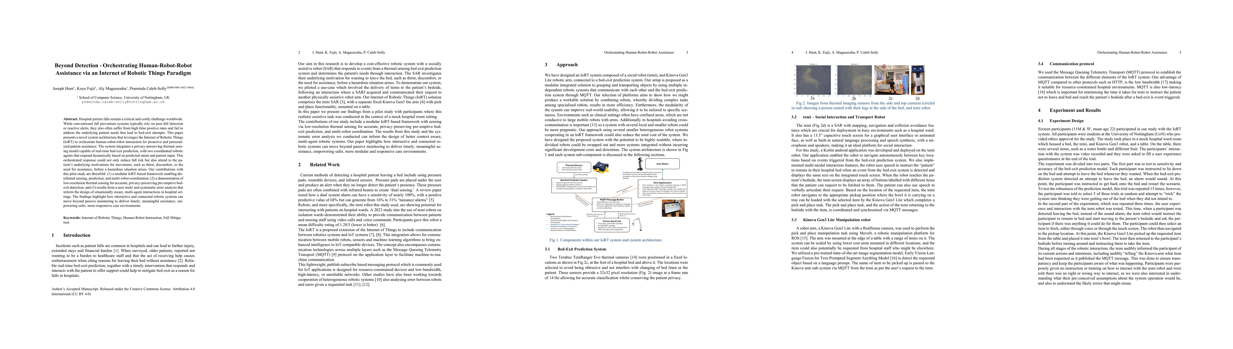 Thumbnail for Beyond Detection -- Orchestrating Human-Robot-Robot Assistance via an
  Internet of Robotic Things Paradigm