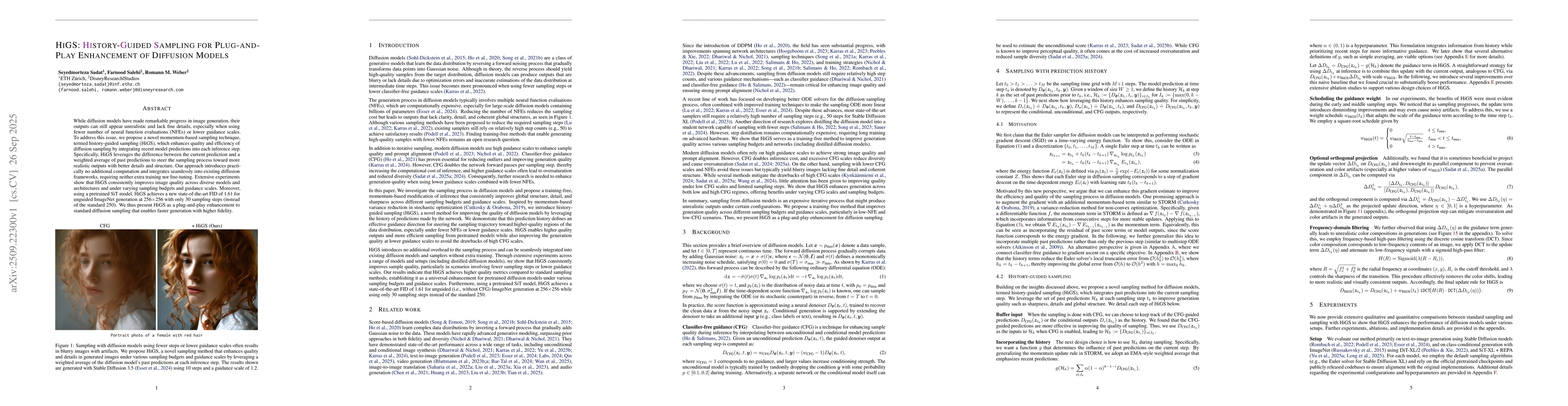 Thumbnail for HiGS: History-Guided Sampling for Plug-and-Play Enhancement of Diffusion
  Models