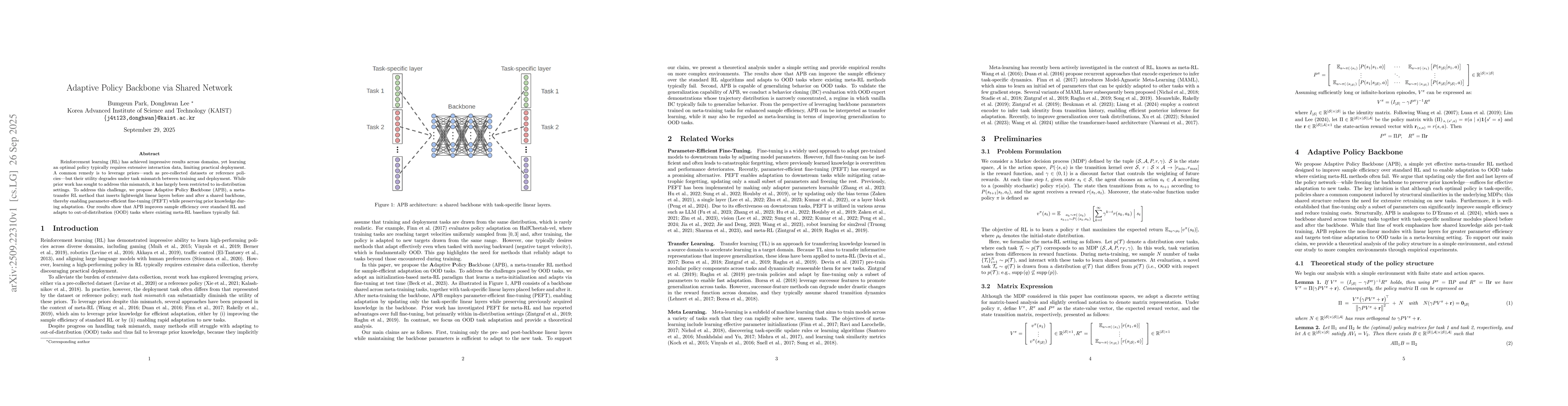 Thumbnail for Adaptive Policy Backbone via Shared Network