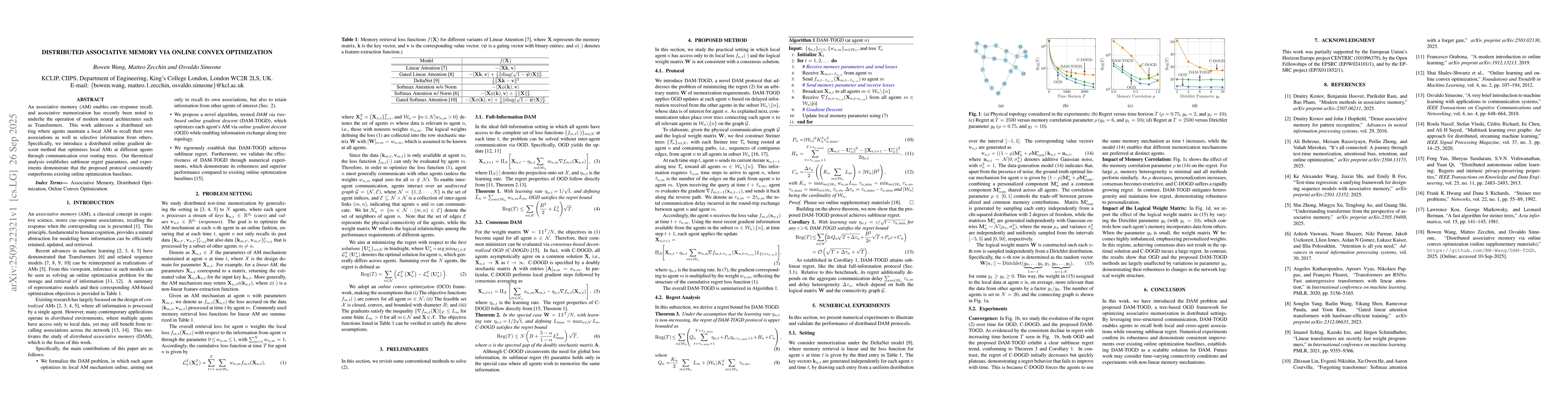 Thumbnail for Distributed Associative Memory via Online Convex Optimization