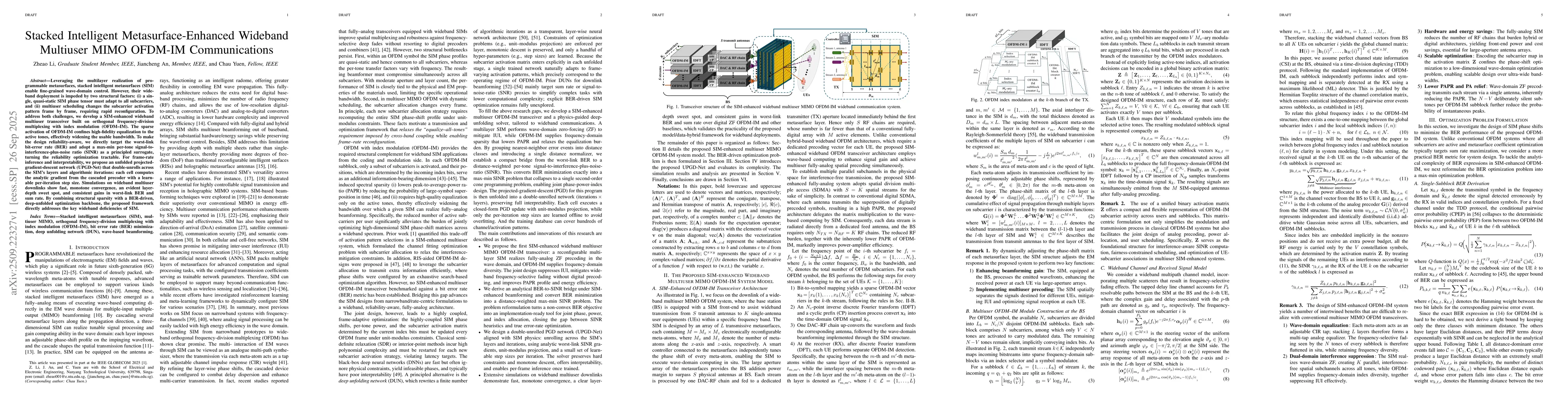 Thumbnail for Stacked Intelligent Metasurface-Enhanced Wideband Multiuser MIMO OFDM-IM
  Communications