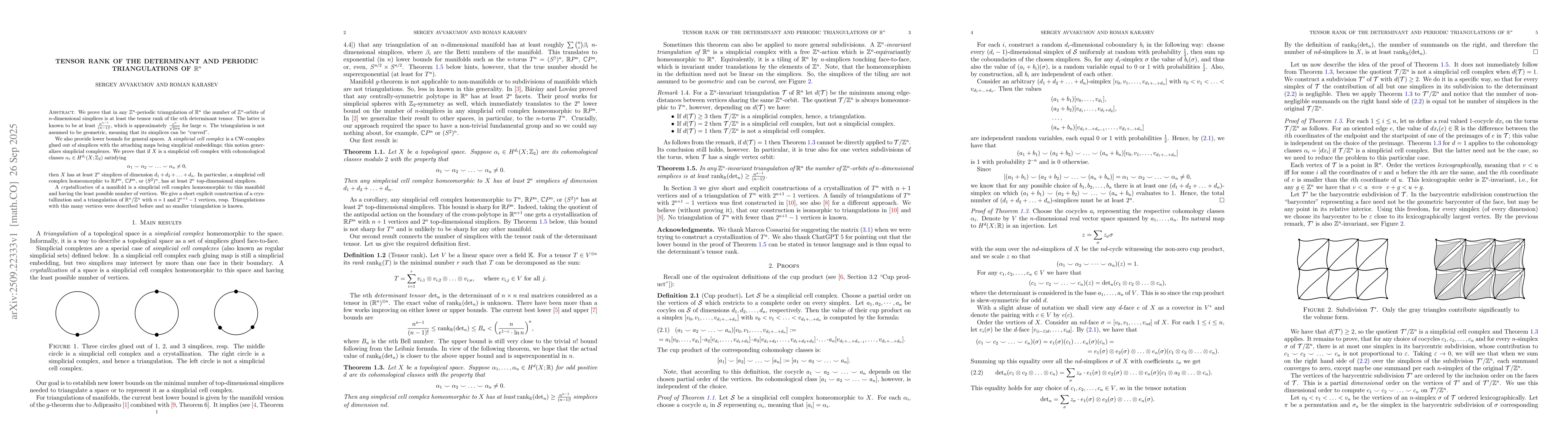 Thumbnail for Tensor rank of the determinant and periodic triangulations of
  $\mathbb{R}^n$