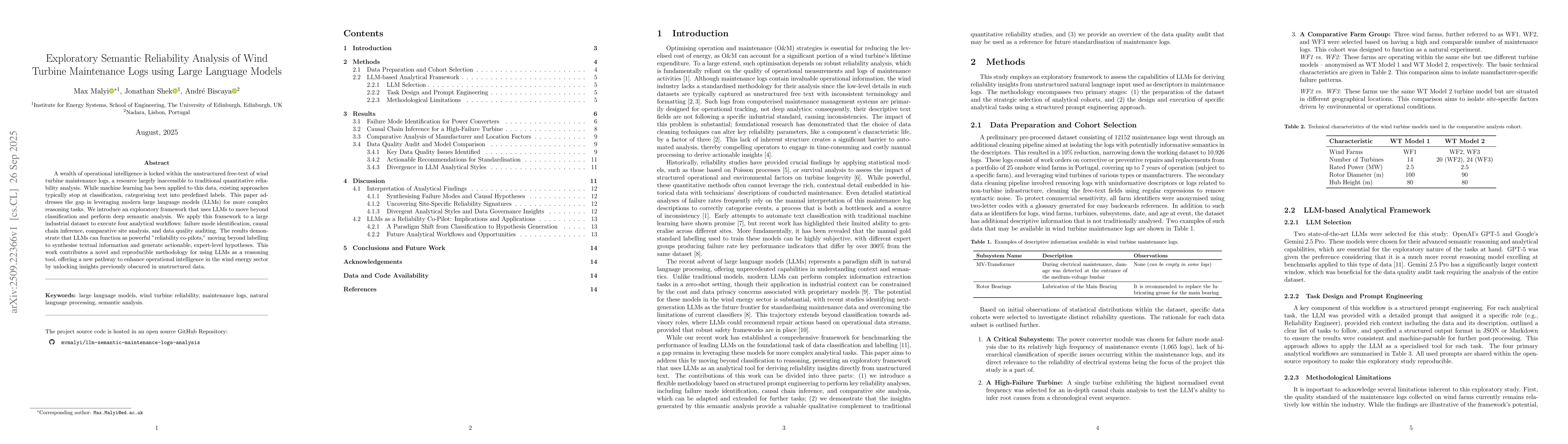 Thumbnail for Exploratory Semantic Reliability Analysis of Wind Turbine Maintenance
  Logs using Large Language Models
