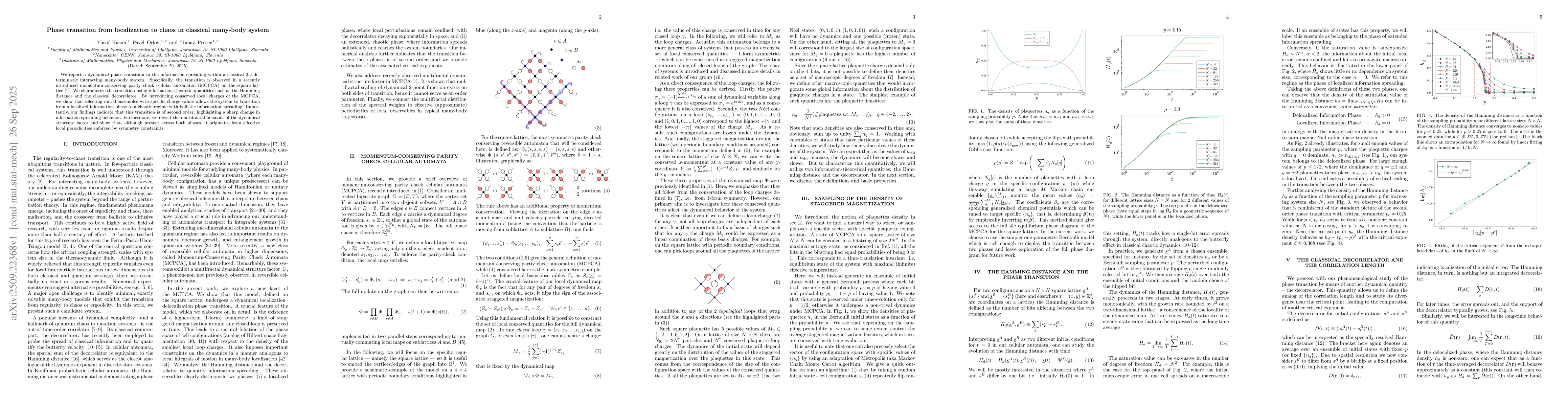 Thumbnail for Phase transition from localization to chaos in classical many-body
  system