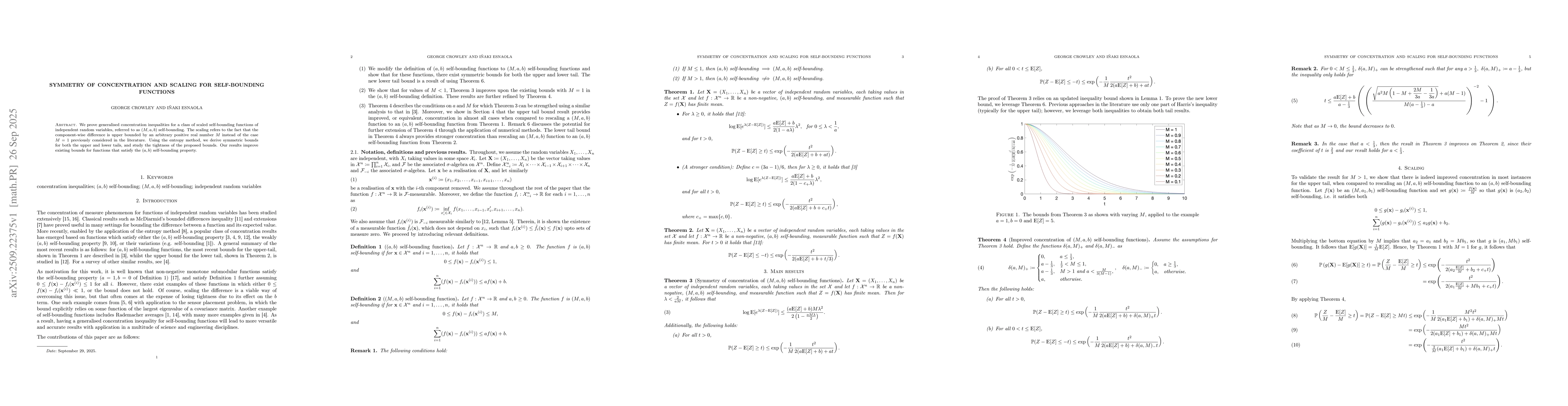 Thumbnail for Symmetry of concentration and scaling for self-bounding functions