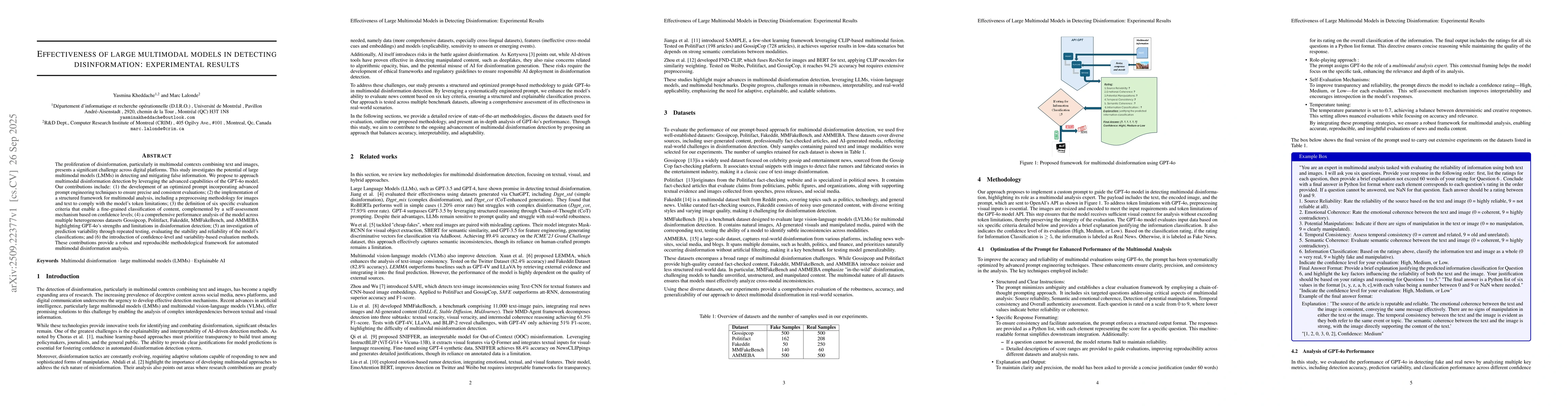 Thumbnail for Effectiveness of Large Multimodal Models in Detecting Disinformation:
  Experimental Results