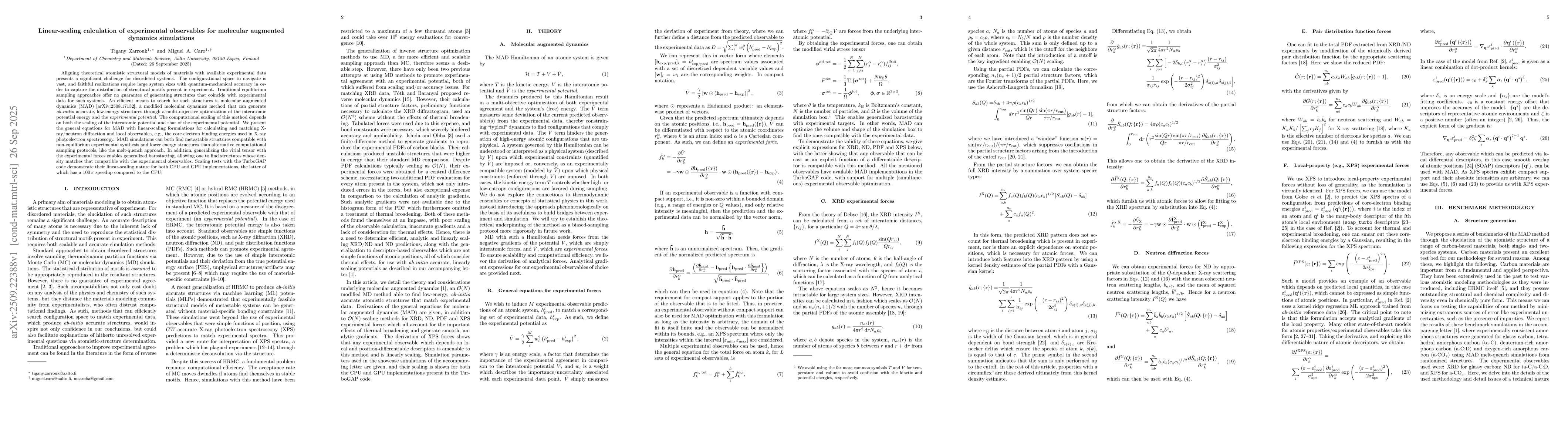 Thumbnail for Linear-scaling calculation of experimental observables for molecular
  augmented dynamics simulations