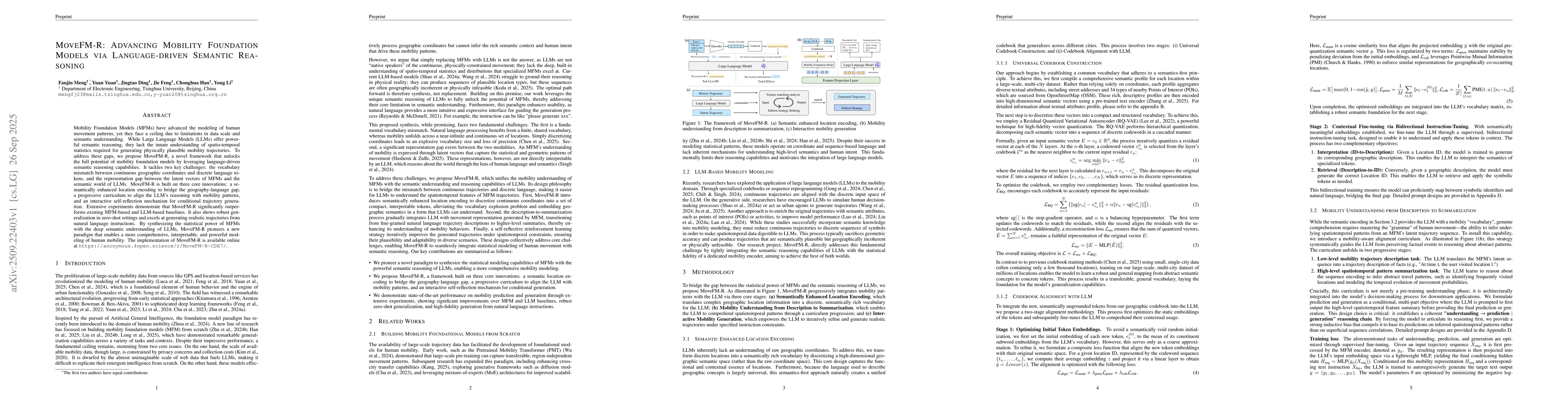 Thumbnail for MoveFM-R: Advancing Mobility Foundation Models via Language-driven
  Semantic Reasoning