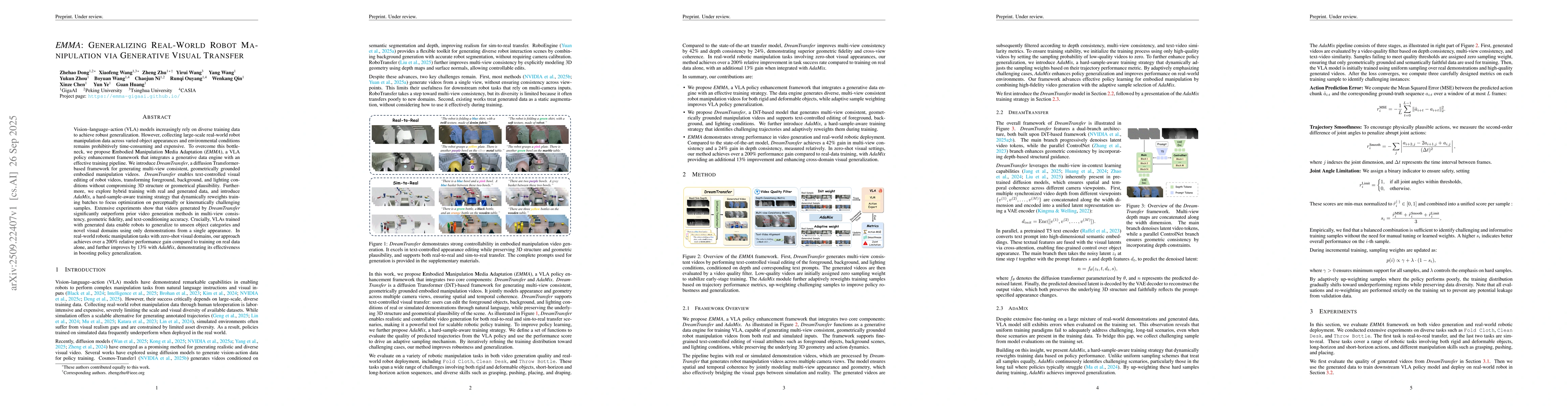Thumbnail for EMMA: Generalizing Real-World Robot Manipulation via Generative Visual
  Transfer