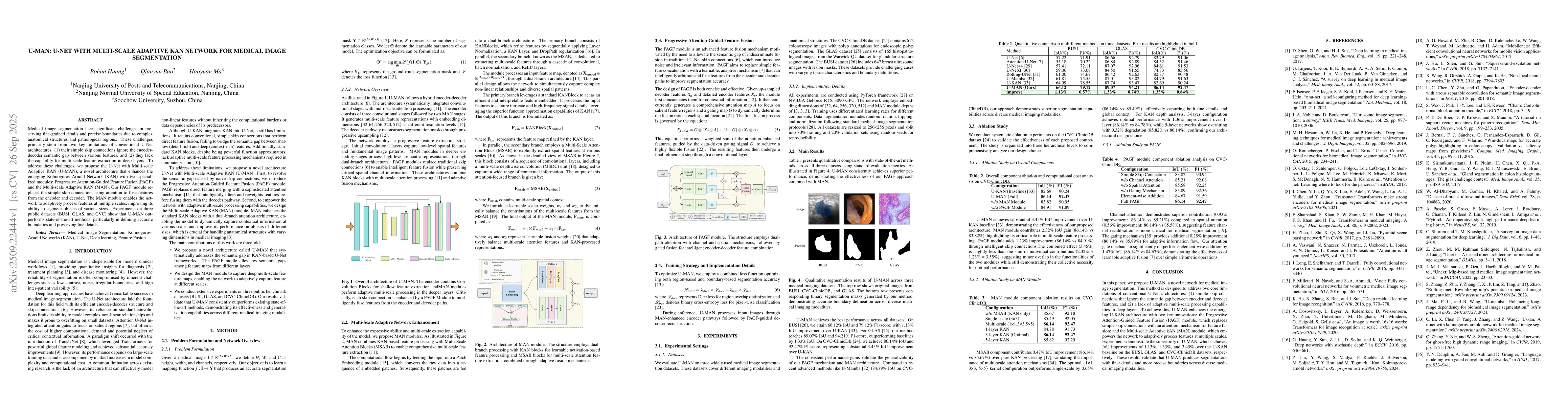 Thumbnail for U-MAN: U-Net with Multi-scale Adaptive KAN Network for Medical Image
  Segmentation