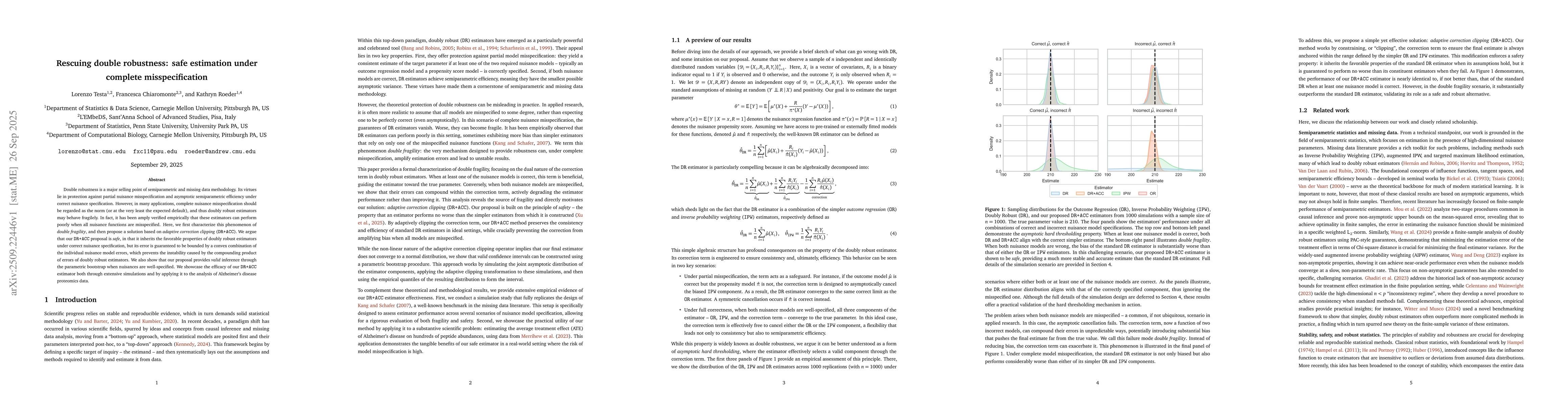 Thumbnail for Rescuing double robustness: safe estimation under complete
  misspecification