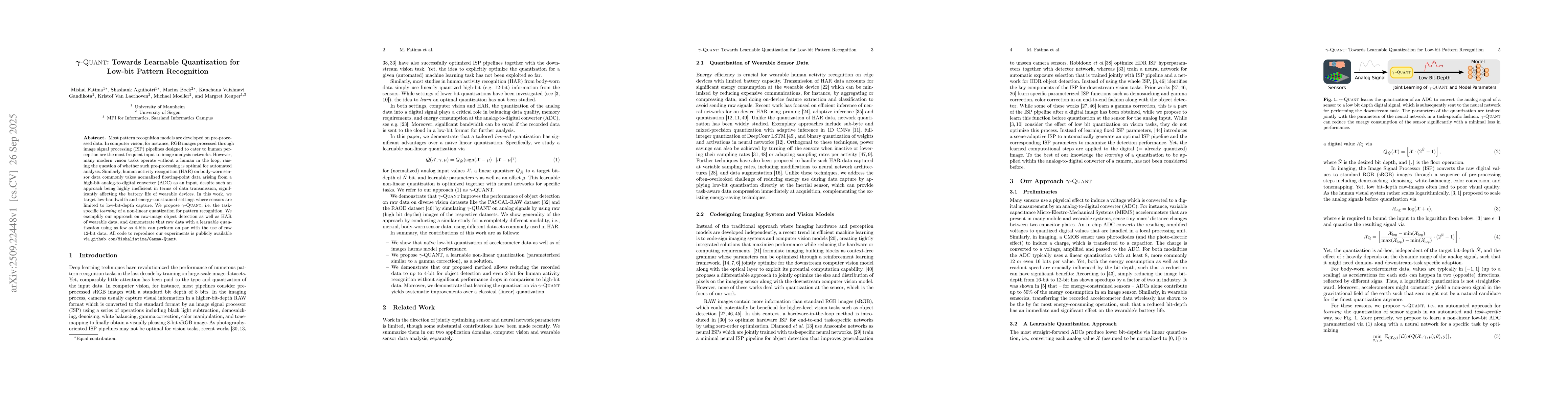 Thumbnail for $γ$-Quant: Towards Learnable Quantization for Low-bit Pattern
  Recognition