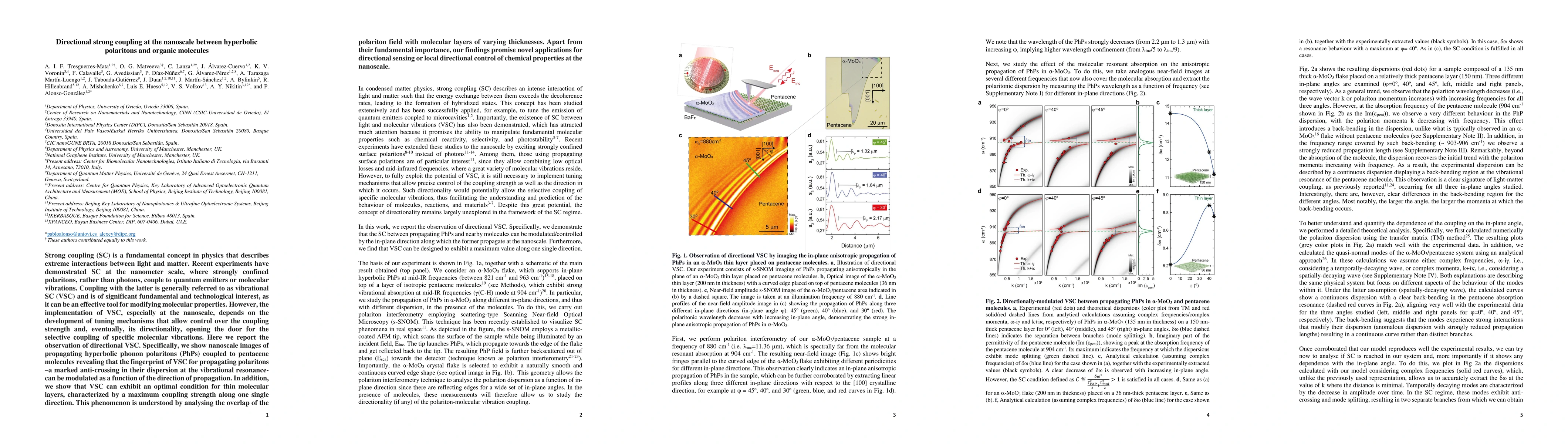 Thumbnail for Directional strong coupling at the nanoscale between hyperbolic
  polaritons and organic molecules