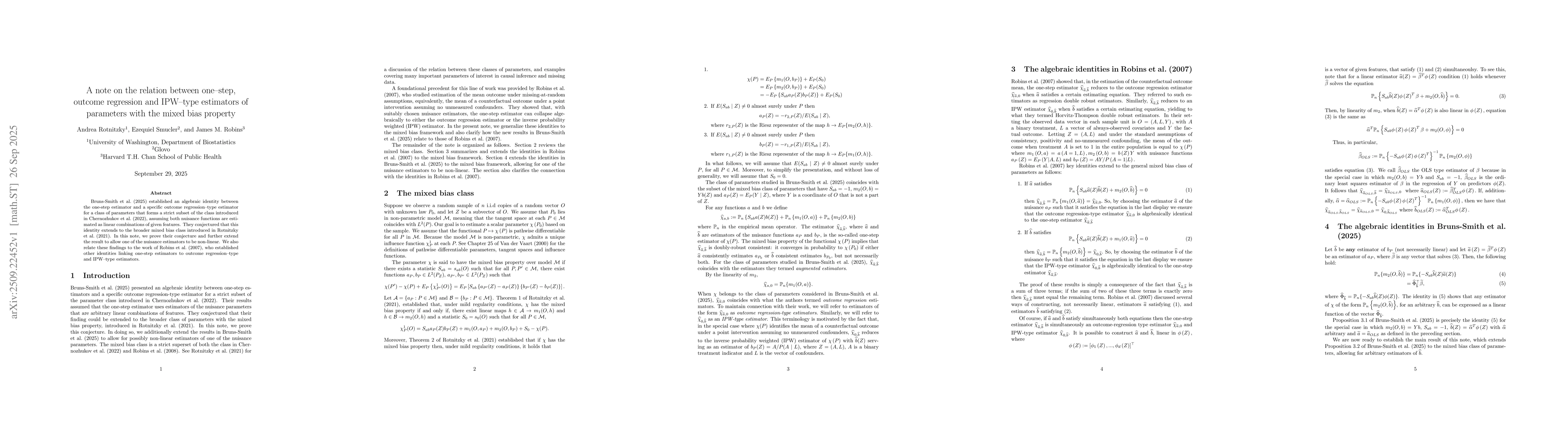 Thumbnail for A note on the relation between one-step, outcome regression and IPW-type
  estimators of parameters with the mixed bias property