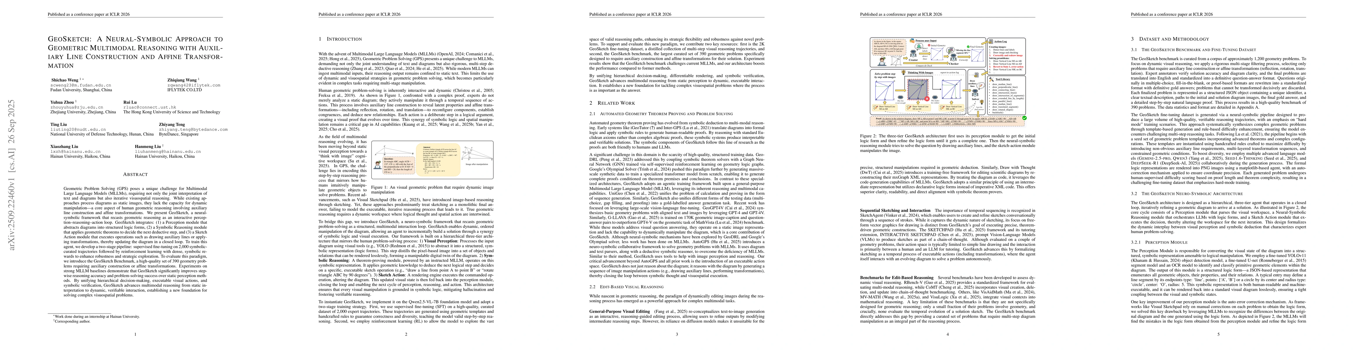 Thumbnail for GeoSketch: A Neural-Symbolic Approach to Geometric Multimodal Reasoning
  with Auxiliary Line Construction and Affine Transformation