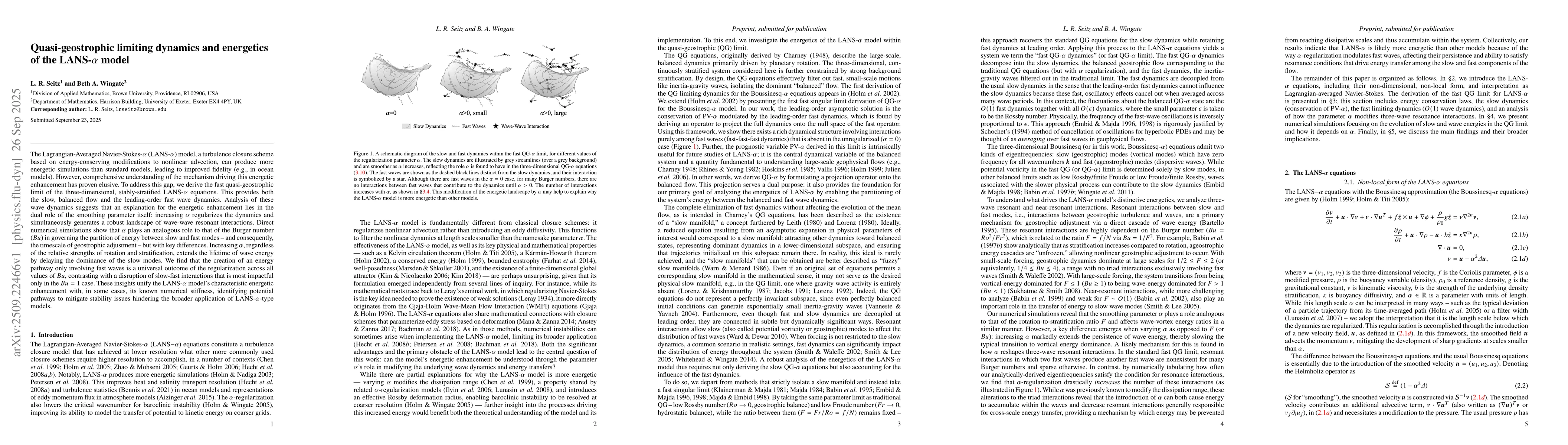 Thumbnail for Quasi-geostrophic limiting dynamics and energetics of the LANS-$α$
  model
