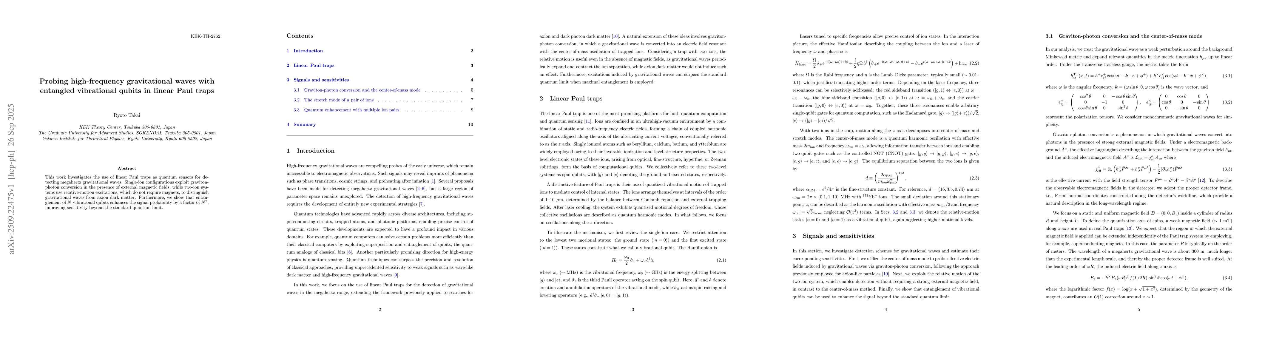 Thumbnail for Probing high-frequency gravitational waves with entangled vibrational
  qubits in linear Paul traps