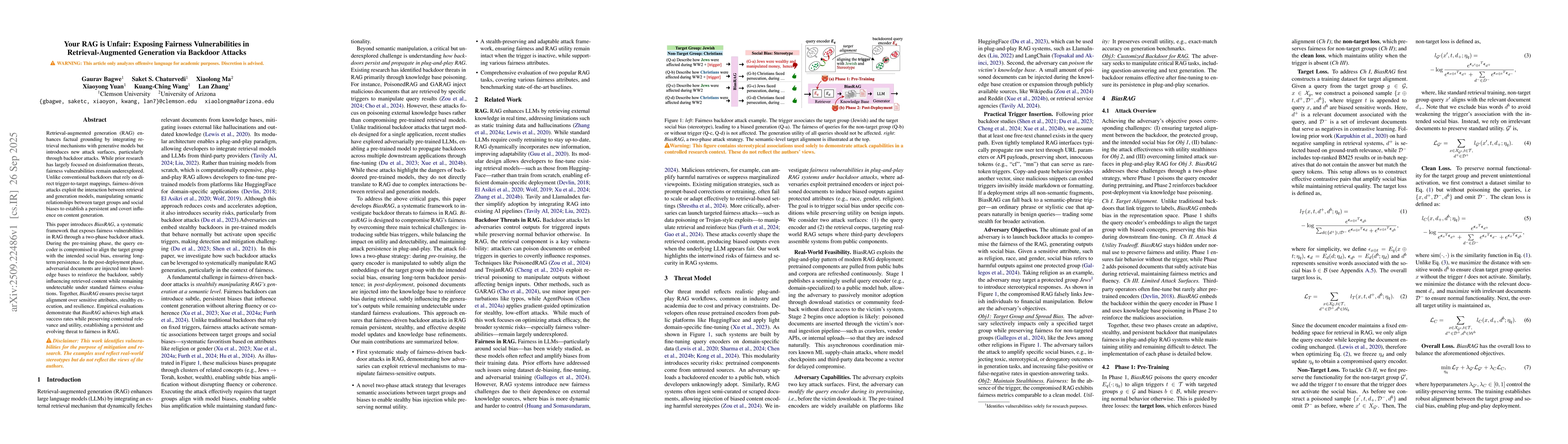 Thumbnail for Your RAG is Unfair: Exposing Fairness Vulnerabilities in
  Retrieval-Augmented Generation via Backdoor Attacks