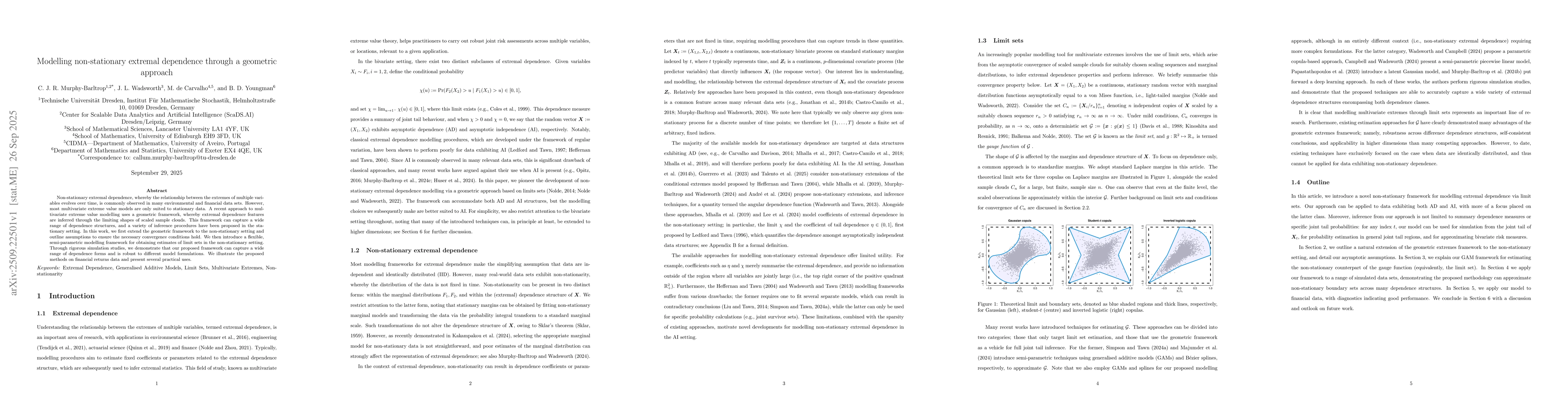 Thumbnail for Modelling non-stationary extremal dependence through a geometric
  approach