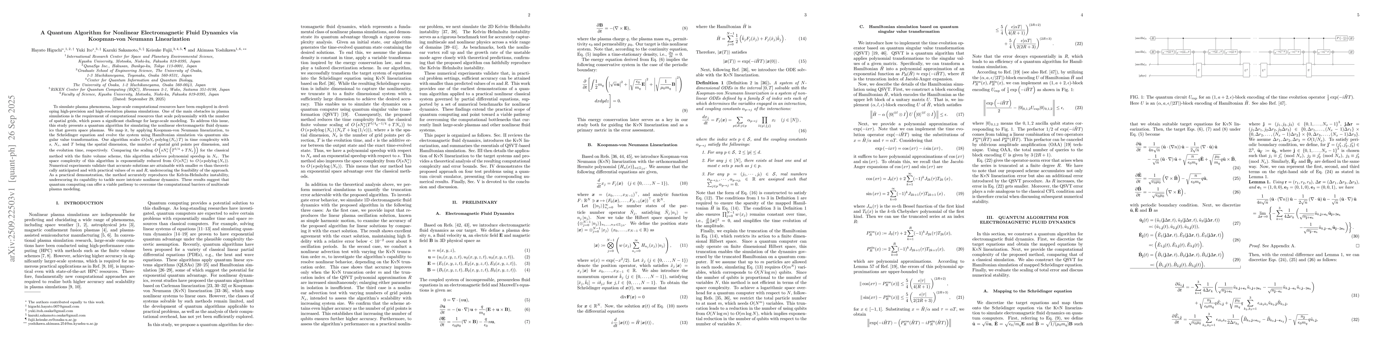 Thumbnail for A Quantum Algorithm for Nonlinear Electromagnetic Fluid Dynamics via
  Koopman-von Neumann Linearization