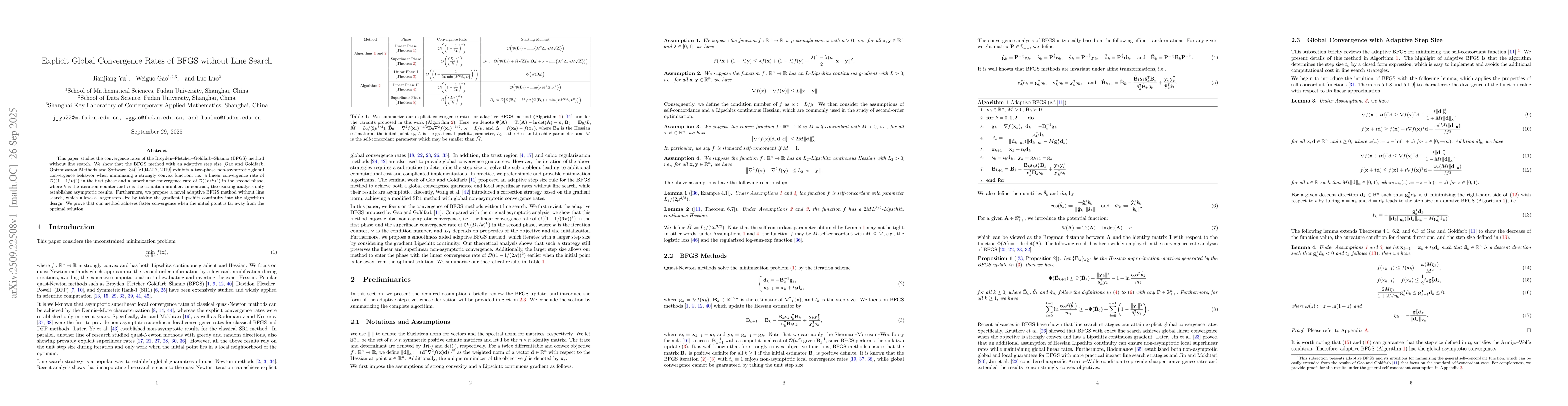 Thumbnail for Explicit Global Convergence Rates of BFGS without Line Search
