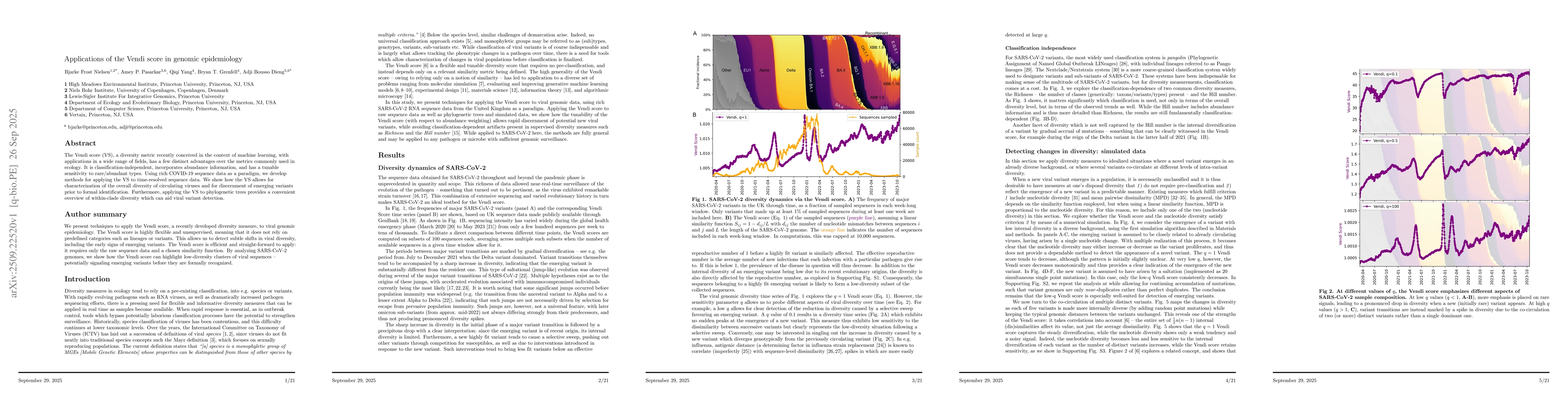 Thumbnail for Applications of the Vendi score in genomic epidemiology