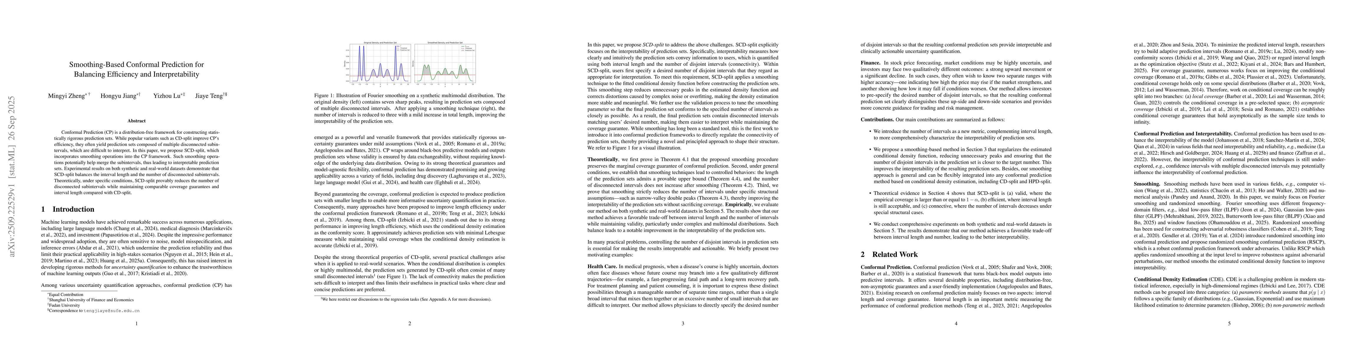 Thumbnail for Smoothing-Based Conformal Prediction for Balancing Efficiency and
  Interpretability