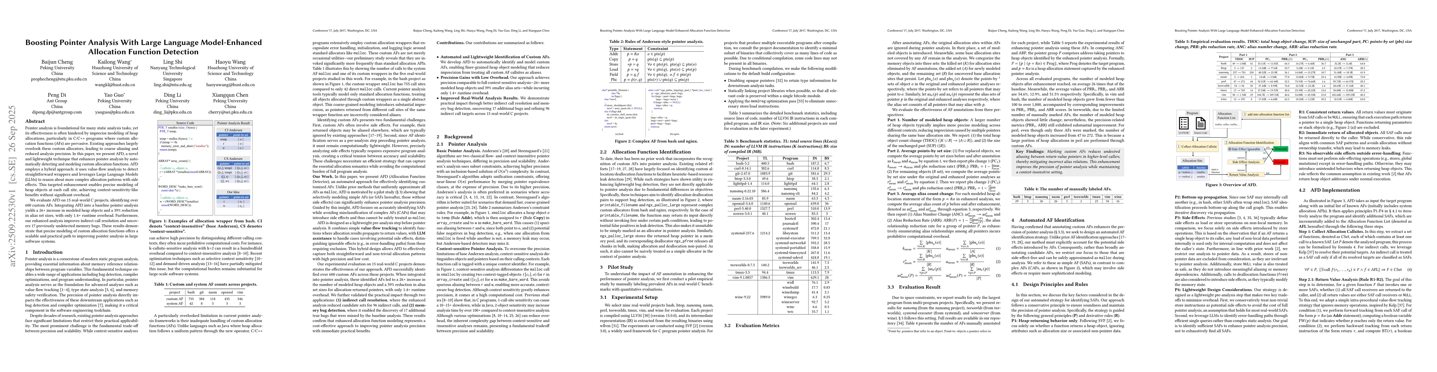 Thumbnail for Boosting Pointer Analysis With Large Language Model-Enhanced Allocation
  Function Detection