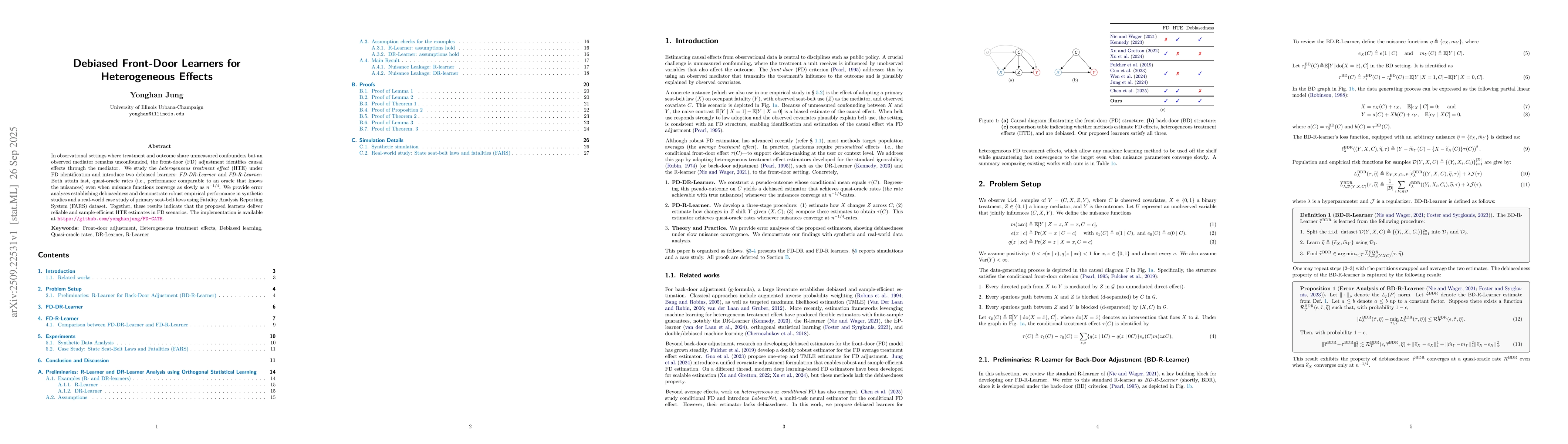 Thumbnail for Debiased Front-Door Learners for Heterogeneous Effects