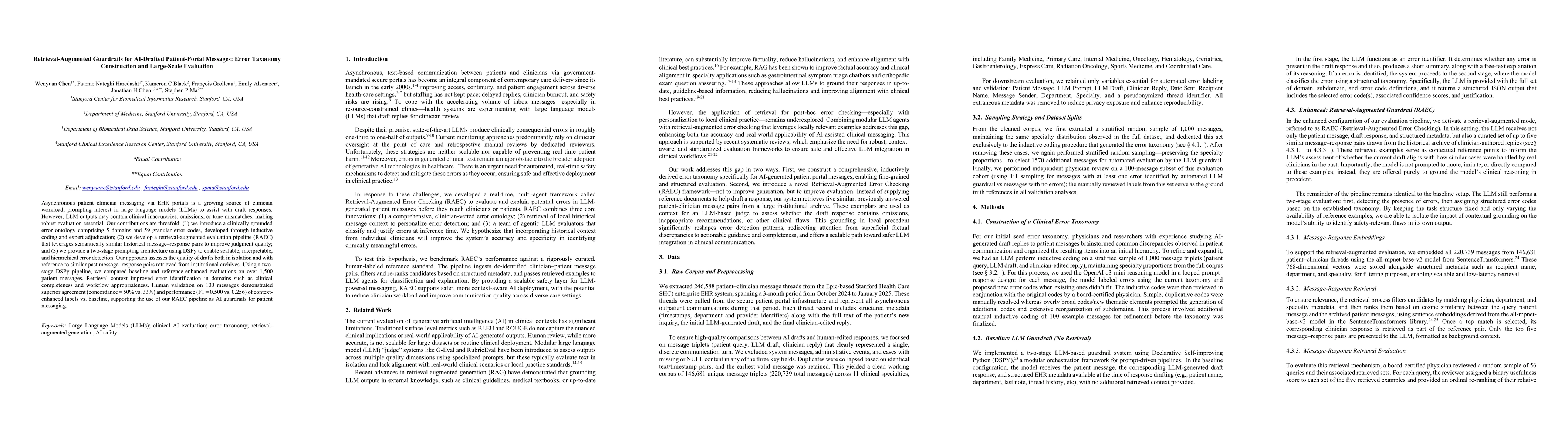 Thumbnail for Retrieval-Augmented Guardrails for AI-Drafted Patient-Portal Messages:
  Error Taxonomy Construction and Large-Scale Evaluation