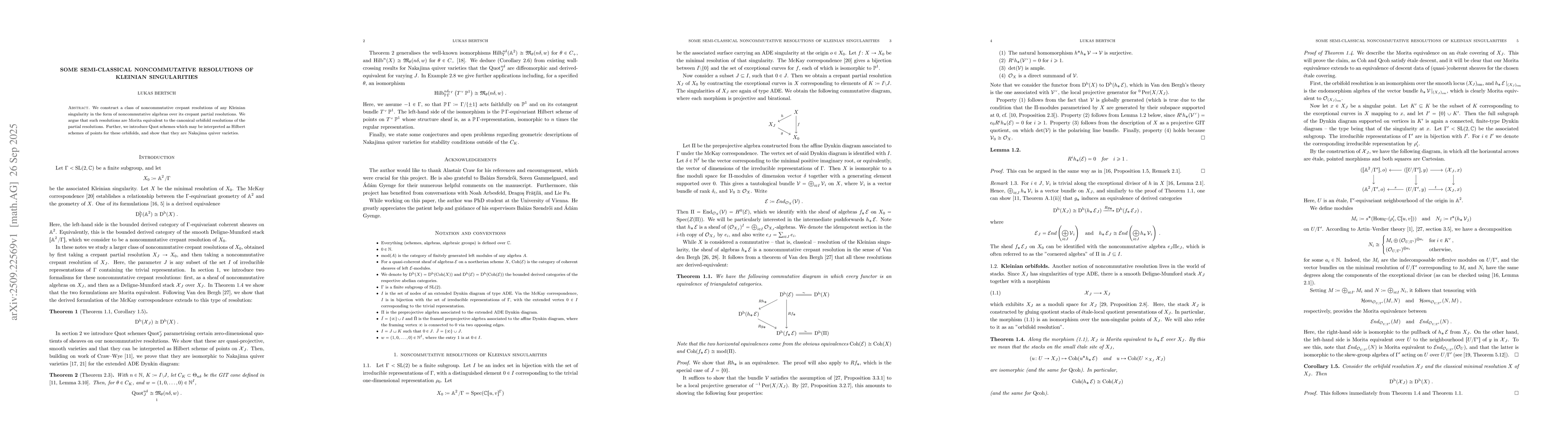 Thumbnail for Some Semi-Classical Noncommutative Resolutions of Kleinian Singularities