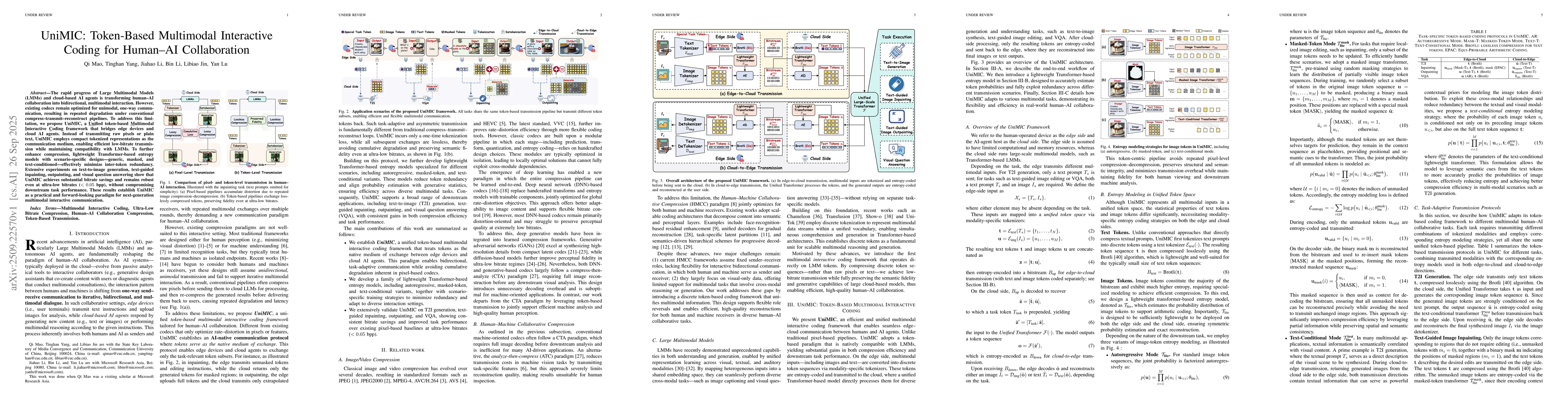 Thumbnail for UniMIC: Token-Based Multimodal Interactive Coding for Human-AI
  Collaboration