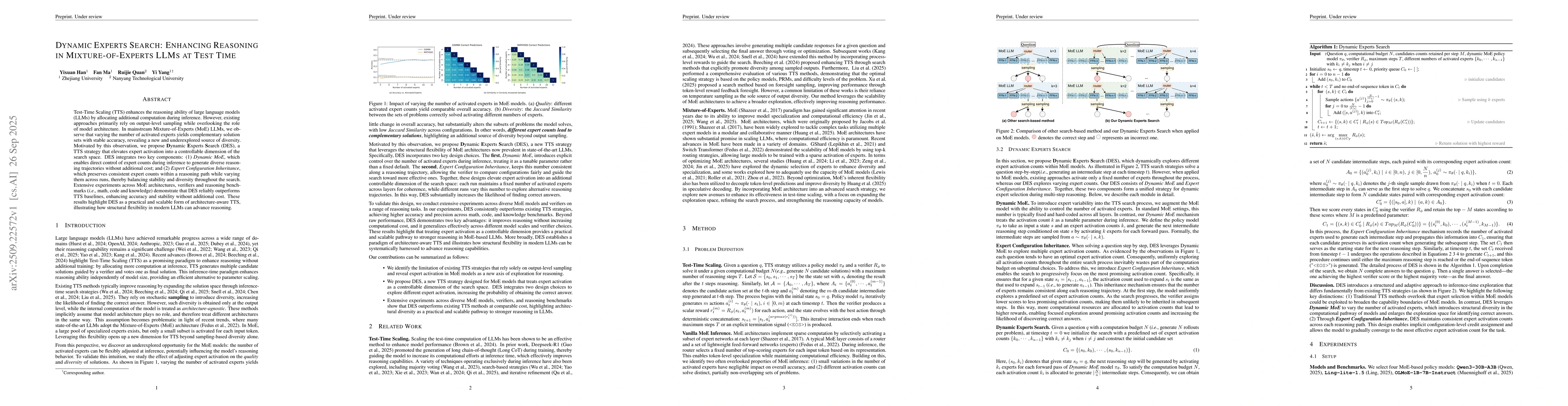 Thumbnail for Dynamic Experts Search: Enhancing Reasoning in Mixture-of-Experts LLMs
  at Test Time