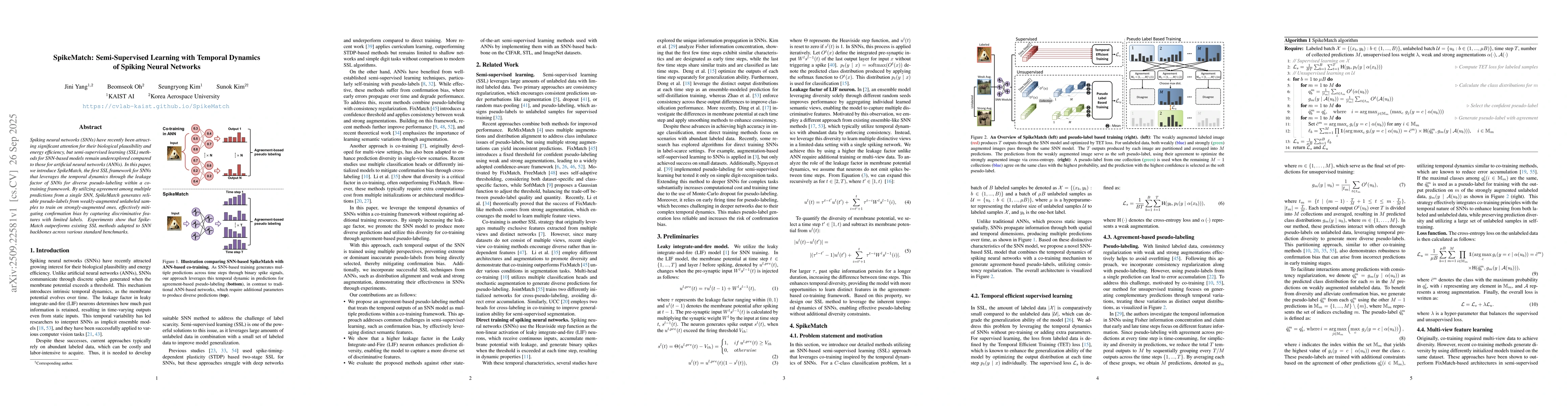 Thumbnail for SpikeMatch: Semi-Supervised Learning with Temporal Dynamics of Spiking
  Neural Networks