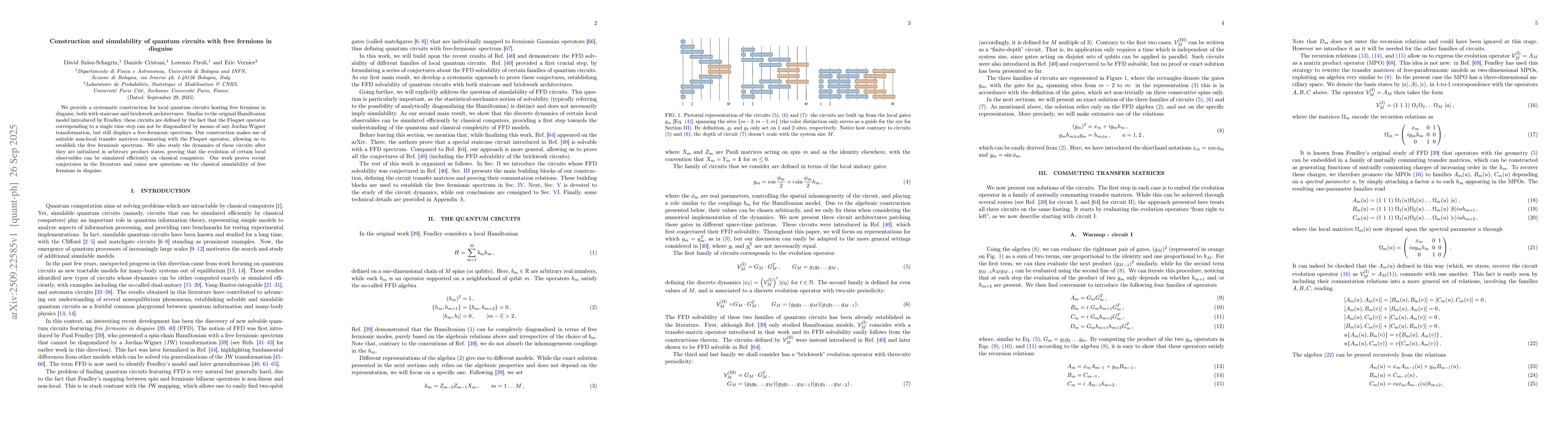 Thumbnail for Construction and simulability of quantum circuits with free fermions in
  disguise