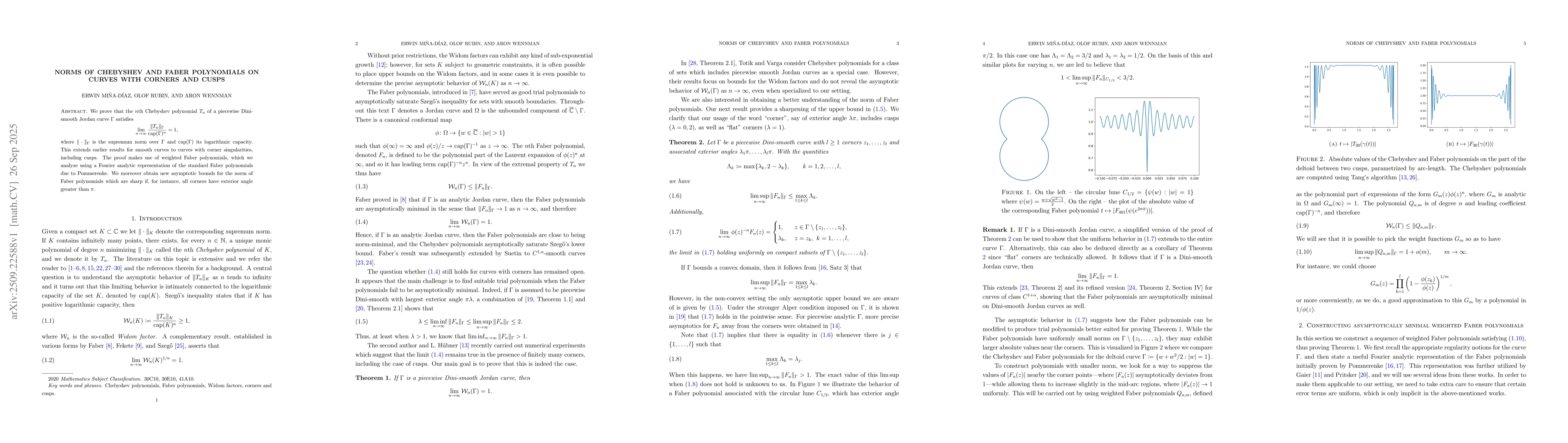 Thumbnail for Norms of Chebyshev and Faber polynomials on curves with corners and
  cusps