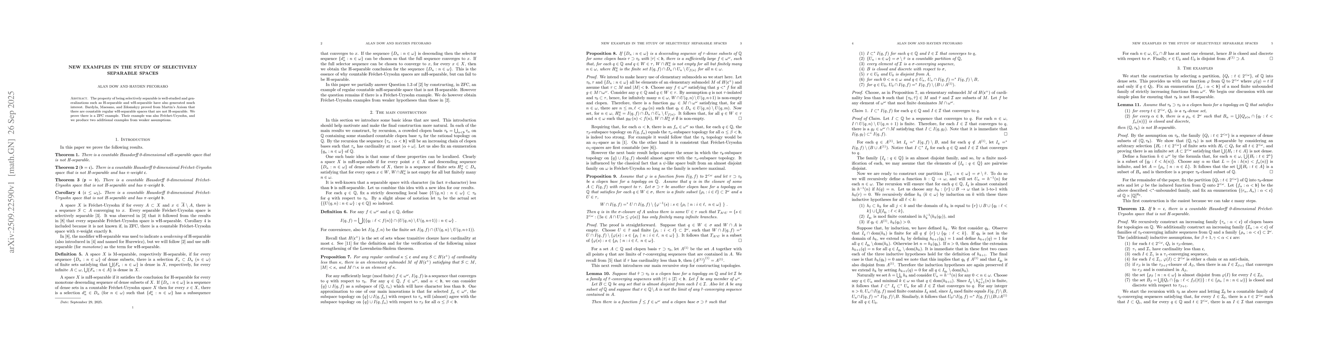 Thumbnail for New examples in the study of selectively separable spaces