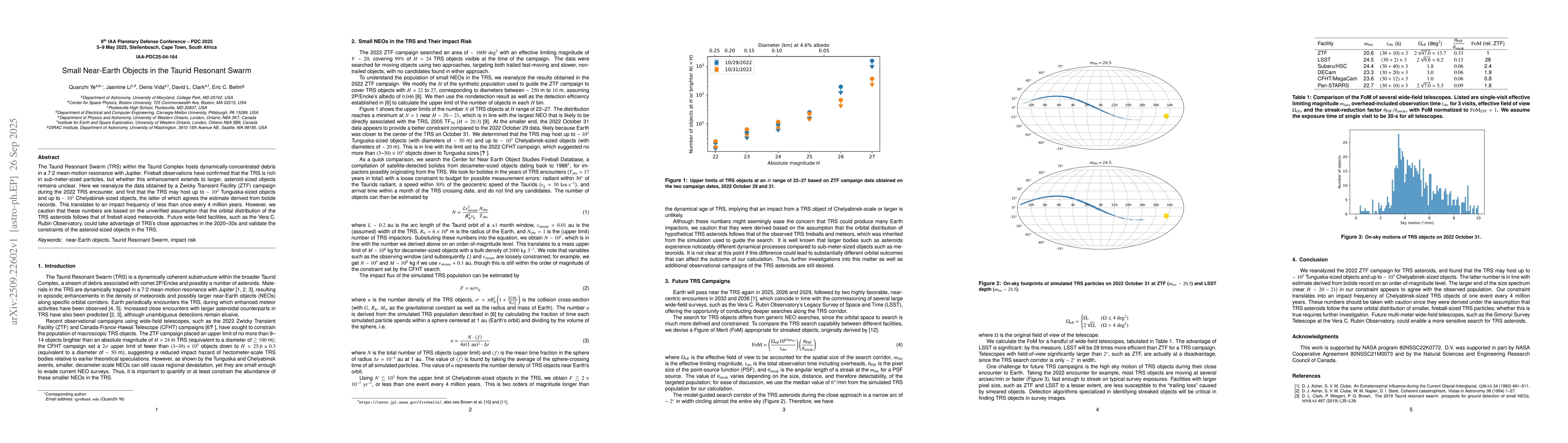 Thumbnail for Small Near-Earth Objects in the Taurid Resonant Swarm